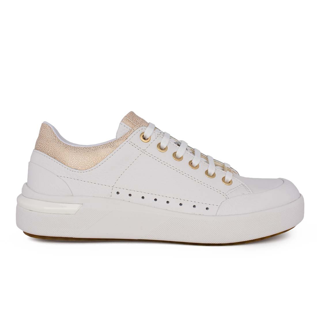 GEOX ΓΥΝΑΙΚΕΙΑ ΔΕΡΜΑΤΙΝΑ SNEAKERS DALYLA A WHITE/CHAMPAGNE