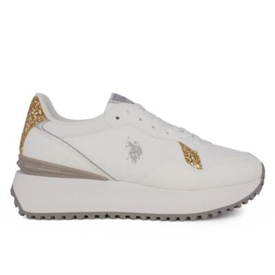 US POLO ΓΥΝΑΙΚΕΙΑ SNEAKERS BAYLE003C WHITE/GOLD